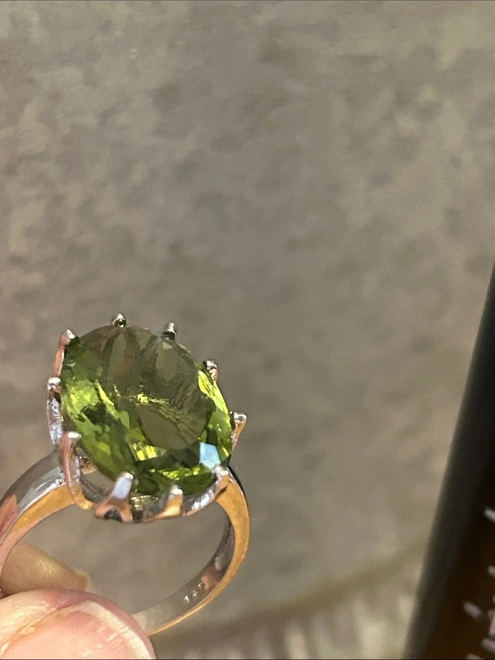 Sterling Silver Green Oval Gemstone Halo Ring - Women's Jewelry